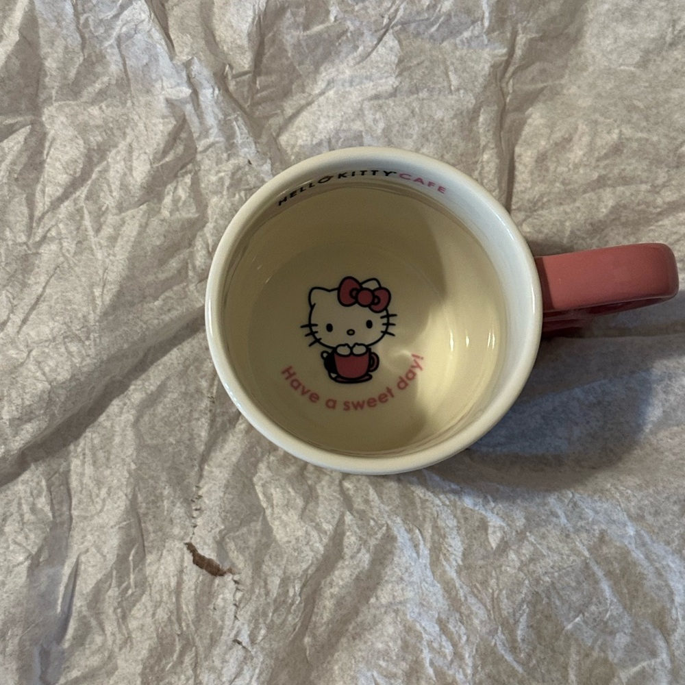 New official Hello Kitty Cafe Mug with Pink Handle and Gray Design - Picture 6 of 16
